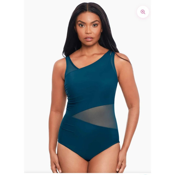 Miraclesuit Azura One Piece Swimsuit Women’s 14 Green Slimming Tummy Control - Picture 3 of 7
